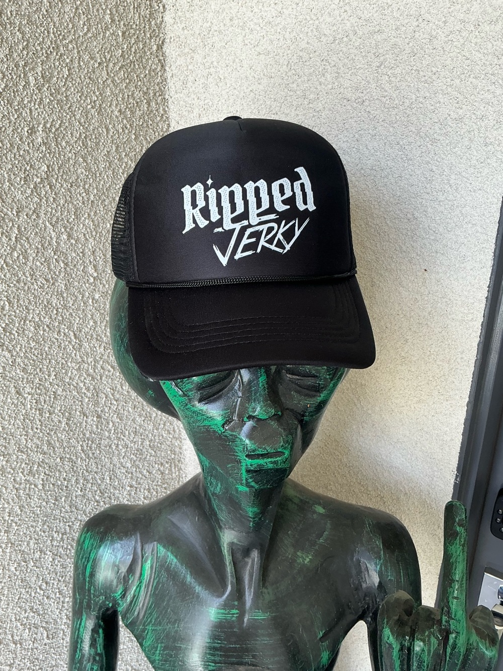Ripper Jerky Black Mesh Trucker Cap -